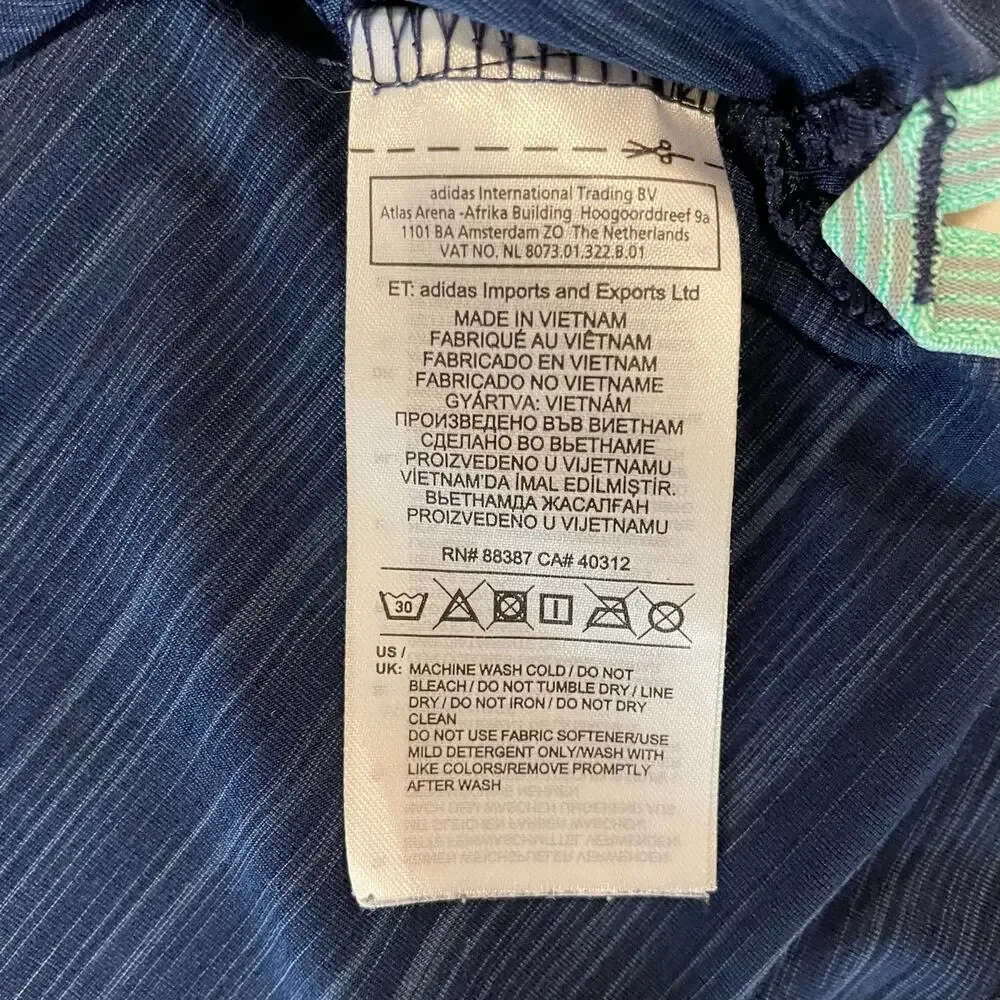 Adidas Golf Shirt Mens XL Blue Space Dye Performance‎ Polo Short Sleeve Striped